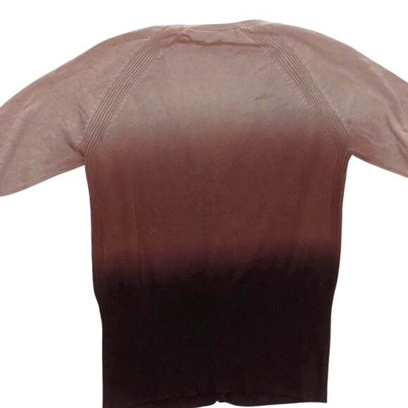 Vintage Brown Beige Women's Ombre Beaded Sequins Knit 3/4 sleeve Top Y2K Size S - Picture 2 of 3